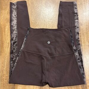 lululemon athletica Brown Velvet-Trimmed Leggings